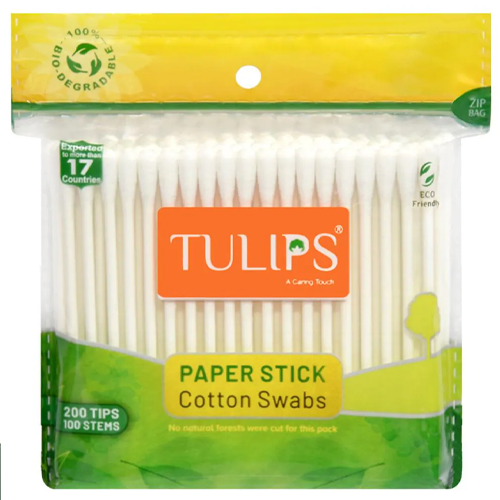 Tulips Paper Stick Cotton Swabs 100 pcs